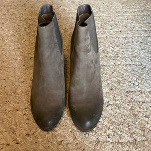 Faux suede ankle boot.